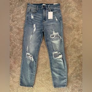 Sneak Peek 90s Throwback distressed light high waisted relaxed jeans